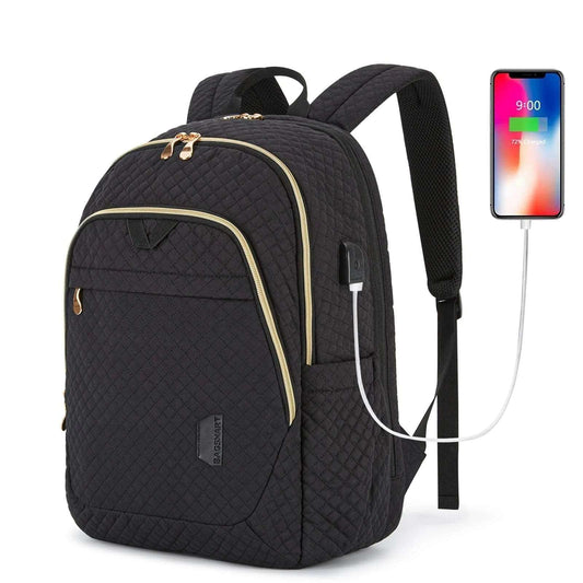 BAGSMART Men's/Women's Backpack Anti-theft Large Waterproof with USB Charging Port 15.6inch laptop black