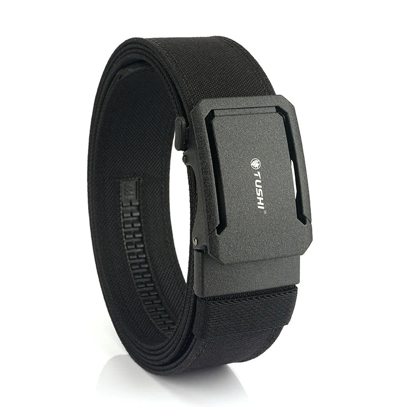 VATLTY 4.3cm Hard Tactical Belt 1100D Tight Nylon Alloy Automatic Buckle Black 120cm