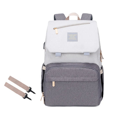 Multifunctional Waterproof Fabric Baby Diaper Bag beige grey bag