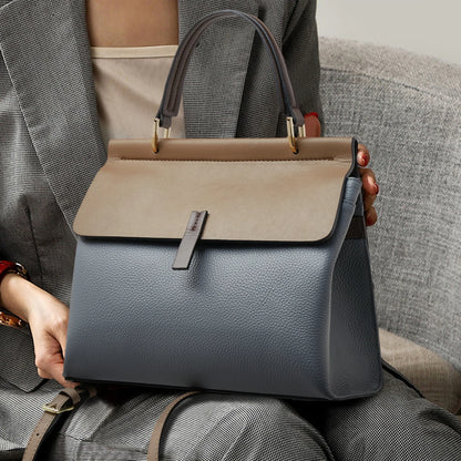 FOXER Split Leather Crossbody Shoulder Bag Office Handbag Blue