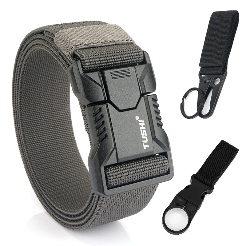 VATLTY New Tactical Outdoor Belt for Men and Women Aluminum Alloy Buckle Dark gray set A 125cm