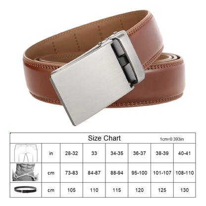 VATLTY Leather Cowhide Belt for Men Alloy Automatic Buckle