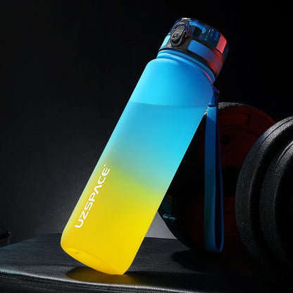 New 350-1000ml Sports Water Bottle BPA Free Portable Blue and Yellow
