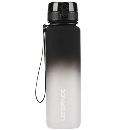 UZSPACE 1000ml Sport Water Bottle With Time Marker BPA Free black and white 901-1000ml