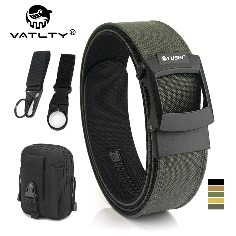 VATLTY 4.3cm Hard Tactical Gun Belt Metal Automatic Buckle Thick Nylon