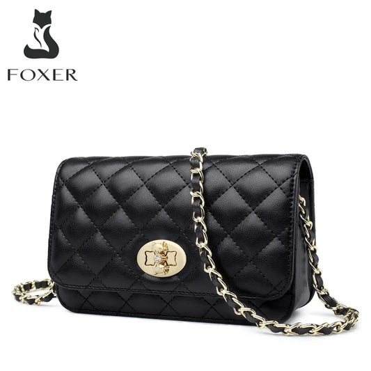 FOXER Lattice Women Messenger Bag Split Leather