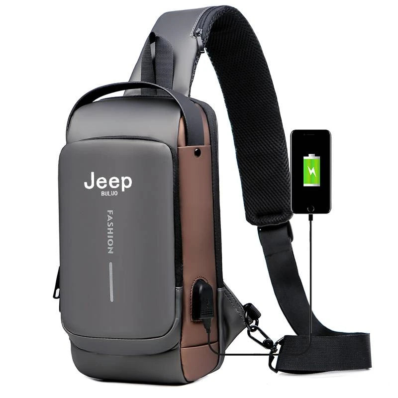 JEEP BULUO Brand High Quality Men Chest Sling Bags Motorcycle Gold gray