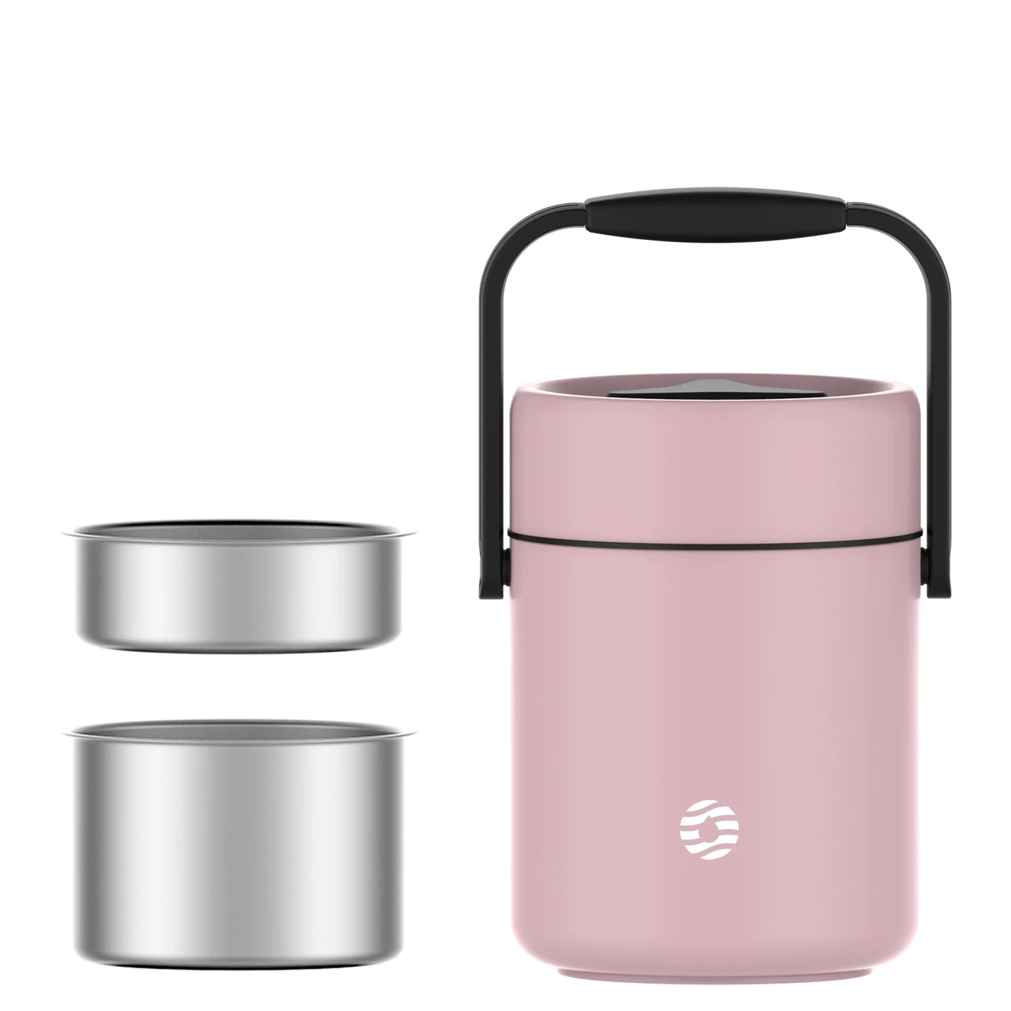 FEIJIAN-Stainless Steel Lunch Box, 3 Layers Food Jars, 1600ml, 54oz Pink 3 1600ml