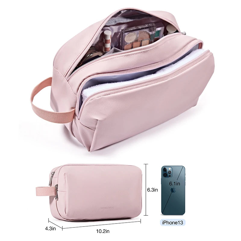 Women's Cosmetic Bag BAGSMART Waterproof Dopp Kit for Travel Pink S