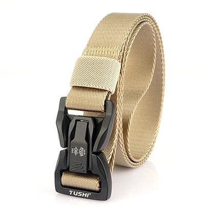 VATLTY New 2.5cm Techwear Hip Hop Nylon Belt Alloy Quick Release Buckle Khaki 125cm