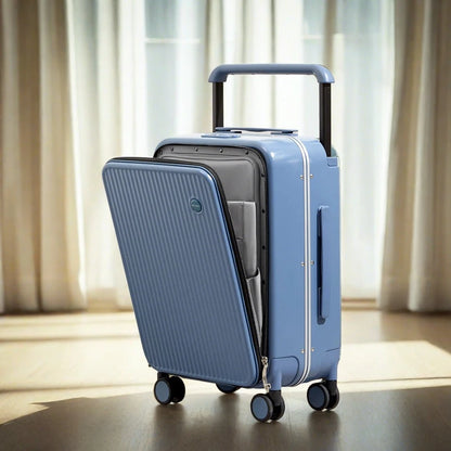 Mixi Front Laptop Pocket Suitcase Wide Handle Travel 20'' 24'' Sapphire Blue