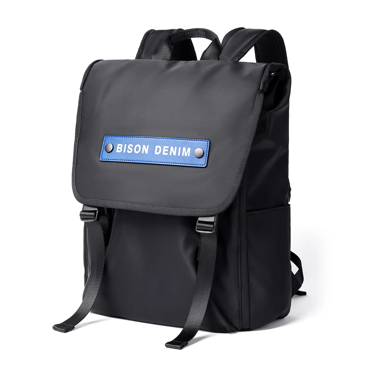 BISON DENIM Multifunction Waterproof Backpack Men Women Luxury Student School Bags Casual Notebook Backpacks 15.6 Inch Laptop Bag N20219 Black