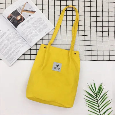 Corduroy Bag for Women Shopper Yellow