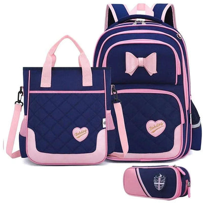 Bikab School Bags for Girls Kawaii Backpack 3PCBLUE L