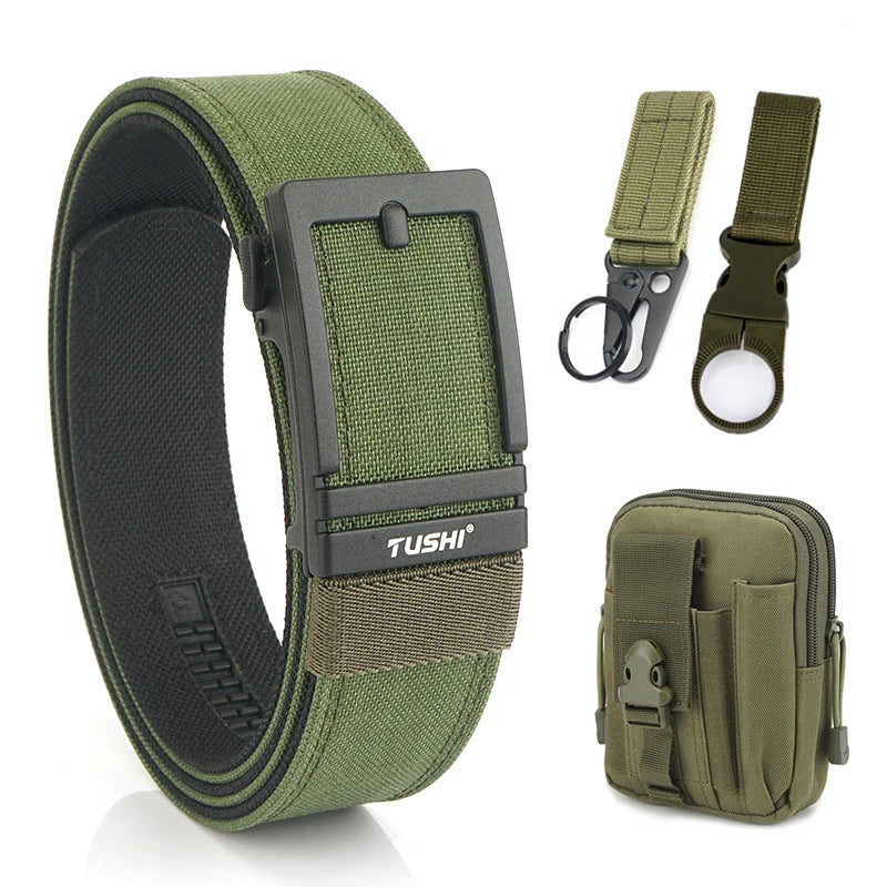 VATLTY New Men's Military Tactical Outdoor Casual Belt Automatic ArmyGreen set C 120cm