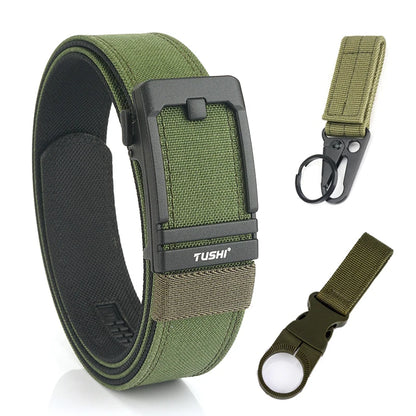 VATLTY New Tactical Pistol Airsoft Belt for Men Metal Automatic Buckle ArmyGreen set A 120cm