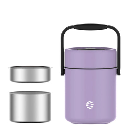 FEIJIAN-Stainless Steel Lunch Box, 3 Layers Food Jars, 1600ml, 54oz PURPLE 3 1600ml