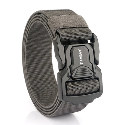 VATLTY Elastic Belt for Men/Unisex Aluminum Alloy Hiking Military Tactical Belt Dark gray 1 125cm