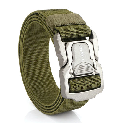VATLTY Elastic Belt for Men/Unisex Aluminum Alloy Hiking Military Tactical Belt ArmyGreen 1 125cm