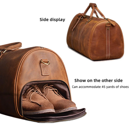 Vintage Men's Travel Bag Genuine Leather 16 Inch Laptop NUPUGOO