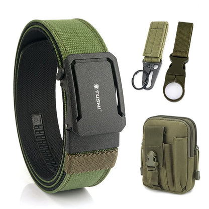 VATLTY 4.3cm Hard Tactical Belt 1100D Tight Nylon Alloy Automatic Buckle ArmyGreen set C 120cm