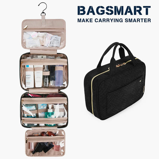 BAGSMART Makeup Cosmetic Bag with Hanging Hook