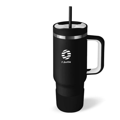 FEIJIAN Tumbler 40oz Stainless Steel Car Mug with Handle Straw Black 1200ml