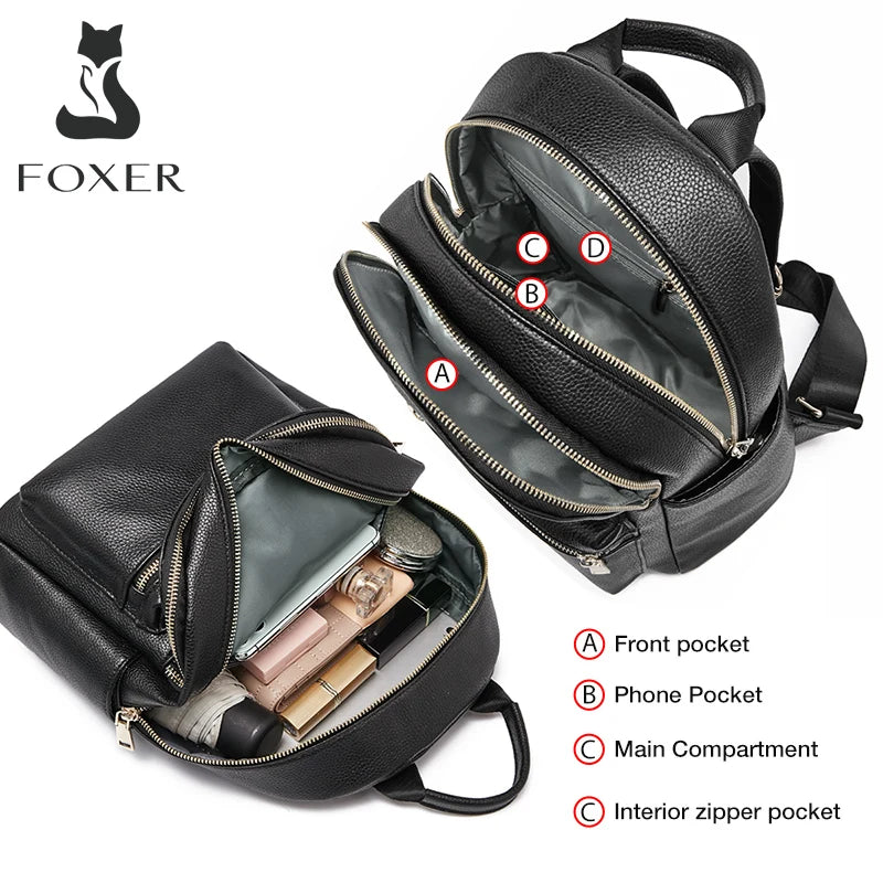 FOXER Brand Spilt Leather Backpack