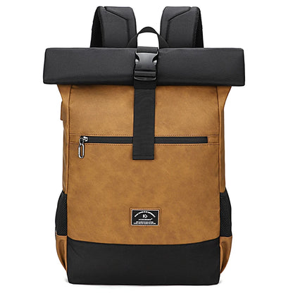 Waterproof usb Computer Backpack PU Leather Yellow