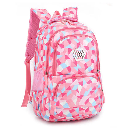 School Backpack Set Waterproof Nylon Pink 1 Piece