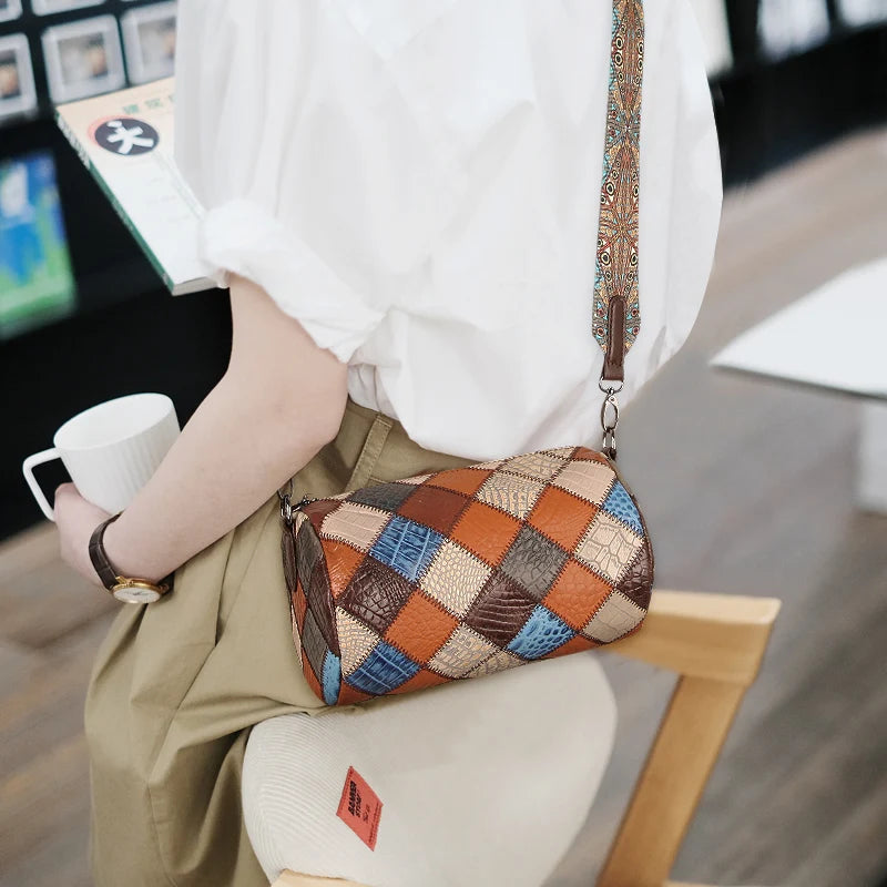 Multicolor Shoulder Bag for Women Genuine Leather Crossbody Vintage Bag