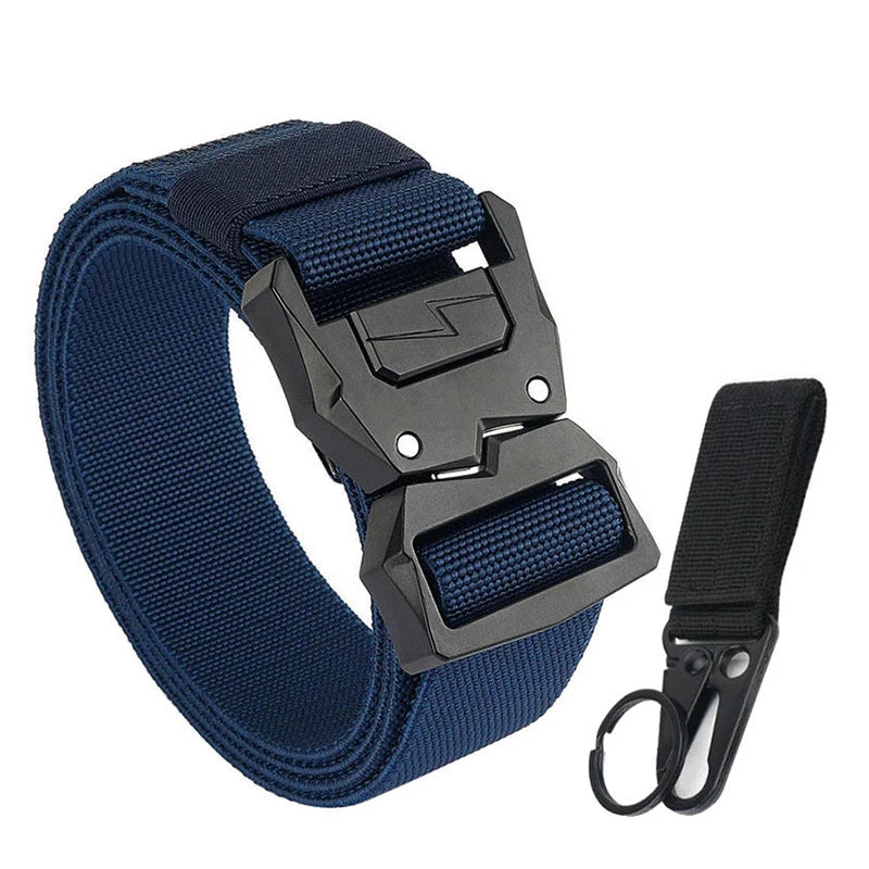 VATLTY 110cm-140cm Men's Elastic Belt Quick Release Alloy Buckle Navy blue set