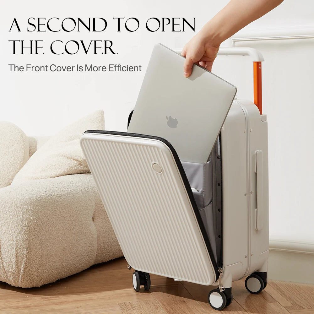 Mixi Front Laptop Pocket Suitcase Wide Handle Travel 20'' 24''