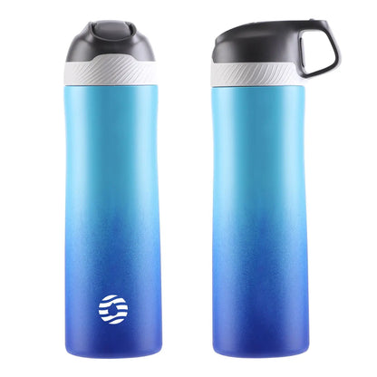 FEIJIAN Insulated Water Bottle with Straw Lid Double Wall Thermos Stainless Steel Gradient Blue 550ml 550-710ml