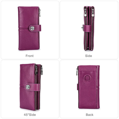 Contact'S Long Genuine Leather Female Wallet - Phone Pocket with AirTag Slot