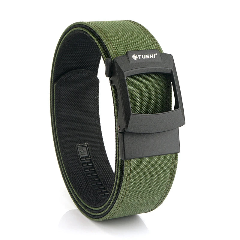 VATLTY 4.3cm Hard Tactical Gun Belt Metal Automatic Buckle Thick Nylon ArmyGreen 120cm