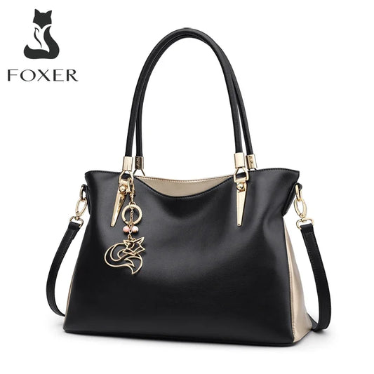 FOXER Brand Lady Cowhide Top Handle Bag