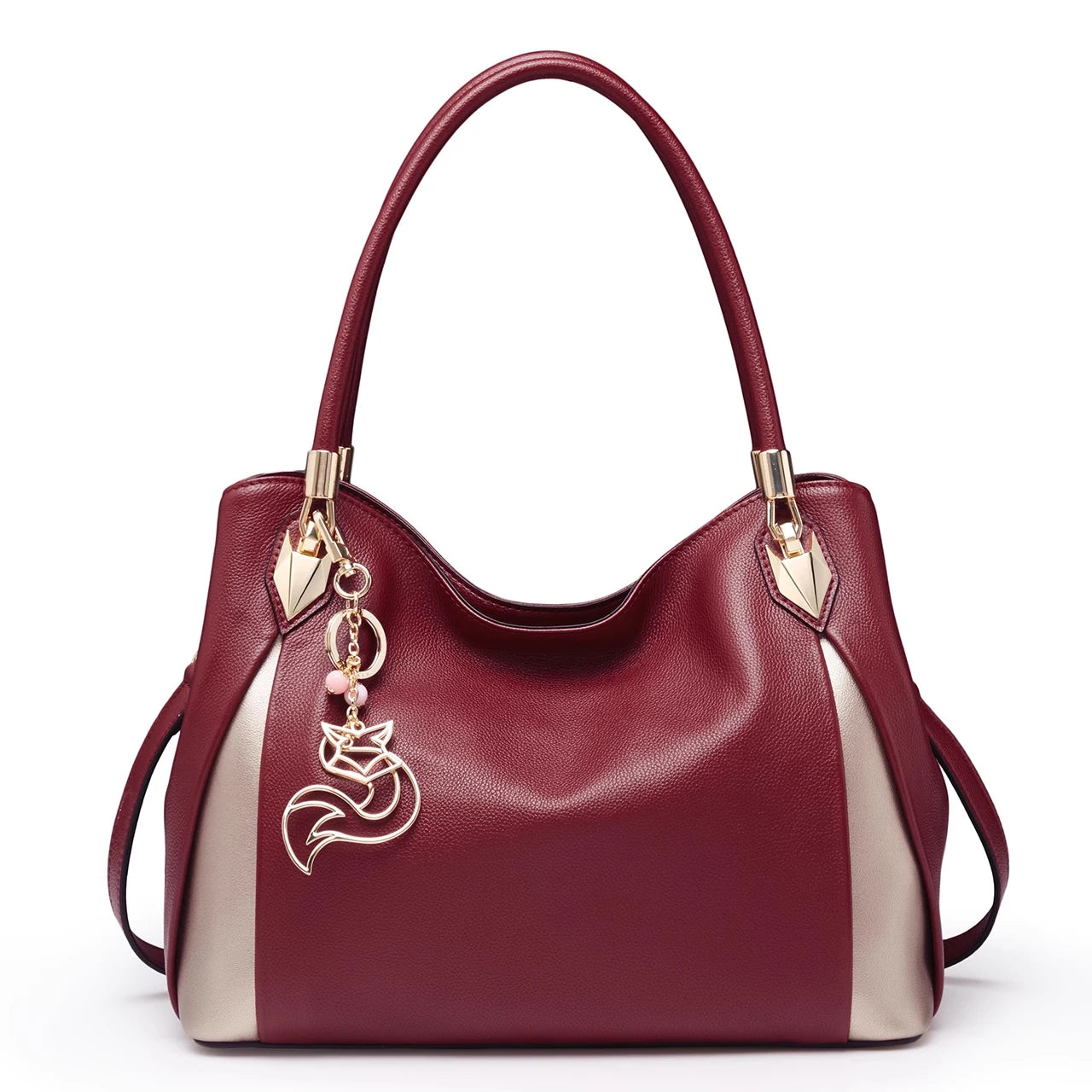 FOXER Women's Cowhide Handbag Female Genuine Leather Red