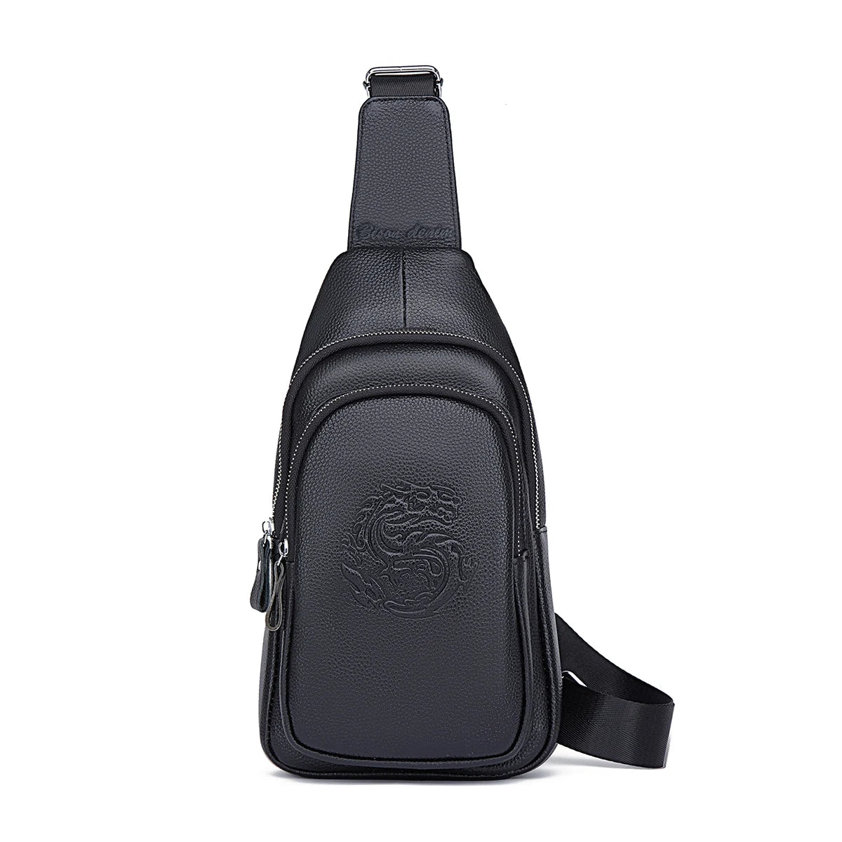 New Men's Chest Pack Crossbody Bag Luxury Design Durable Genuine Leather Handbag Chest Bag Vintage Leisure Men's Shoulder Bag Black