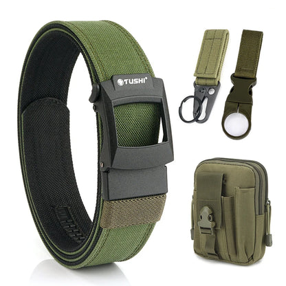 VATLTY Work Tool Belt for Men Tight Nylon Metal Automatic Buckle ArmyGreen set C 120cm