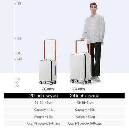 Mixi Front Laptop Pocket Suitcase Wide Handle Travel 20'' 24''