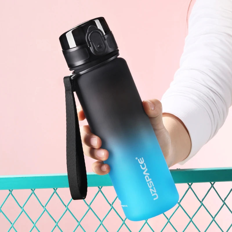 UZSPACE 500ml Sports Water Bottle Bounce Lid BPA Free black and blue 500ml