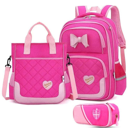 Bikab School Bags for Girls Kawaii Backpack 3PCLIGHT RED L