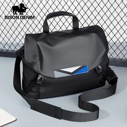 BISON DENIM Fashion Men Crossbody Bags Large Capacity Messenger Bag Shoulder Chest Sport Travel School Bag For IPad Laptop Book