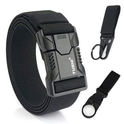 VATLTY New Tactical Outdoor Belt for Men and Women Aluminum Alloy Buckle Black set A 125cm