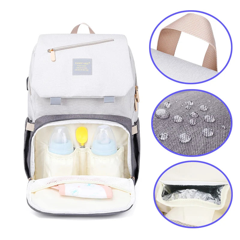 Multifunctional Waterproof Fabric Baby Diaper Bag