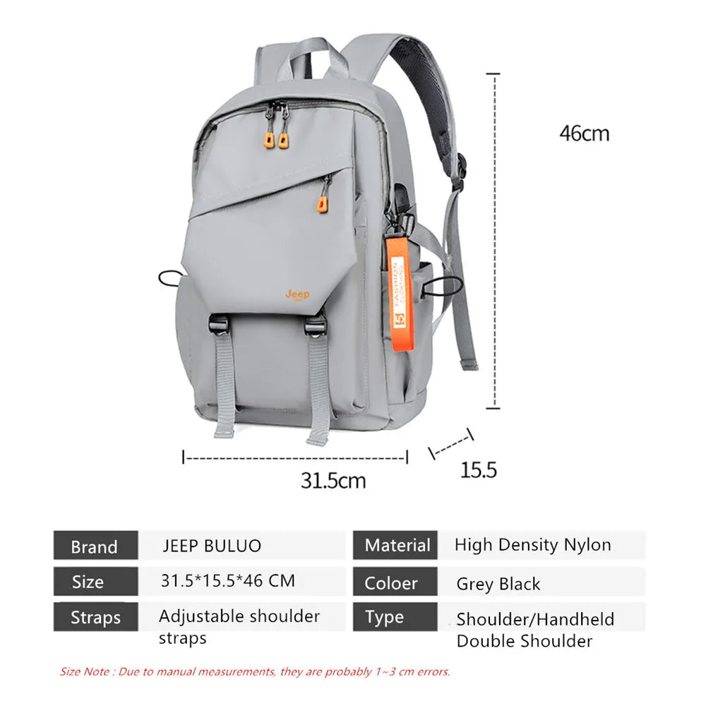 JEEP BULUO School Bags 15 Inches Laptop Backpacks Waterproof Nylon