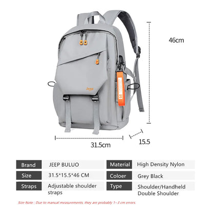 JEEP BULUO School Bags 15 Inches Laptop Backpacks Waterproof Nylon