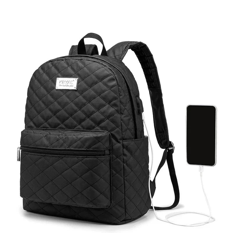 Kinmac Brand Backpack Laptop Bag 14,15.6 Inch, Case For Macbook, School Backpack Black Embroidery 15-16 inch