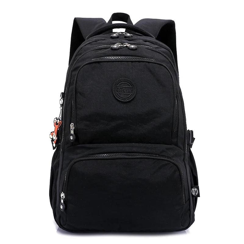 TEGAOTE Backpack Travel Bag Nylon Waterproof BLACK 33x15.5x48CM 2302